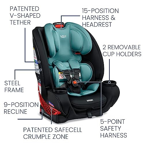 Комплект автокресла Britax One4Life, с возможностью установки лицом/спиной к движению, от младенчества до бустера, 5-120 фунтов и 63 дюйма - 7