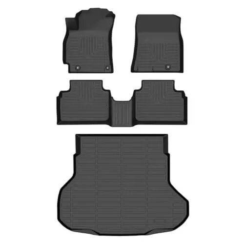 Комплект автомобильных ковриков и коврика в багажник HAFIDI® для Kia K4 Sedan 2025-2026 LX LXS EX GT-Line/GT-Line Turbo, всепогодная защита, TPE, противоскользящие, черные - 1