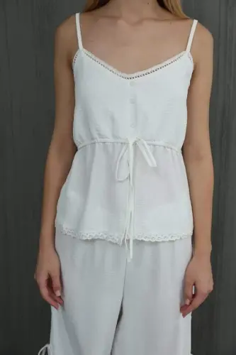 Комплект блузки с бантом - Белый - BÜYÜKBEDENIZ (1)