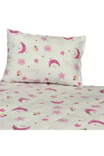 Комплект детского постельного белья на молнии - Белый фон Розовый - Y YAĞIZ HOME COLLECTION (1)