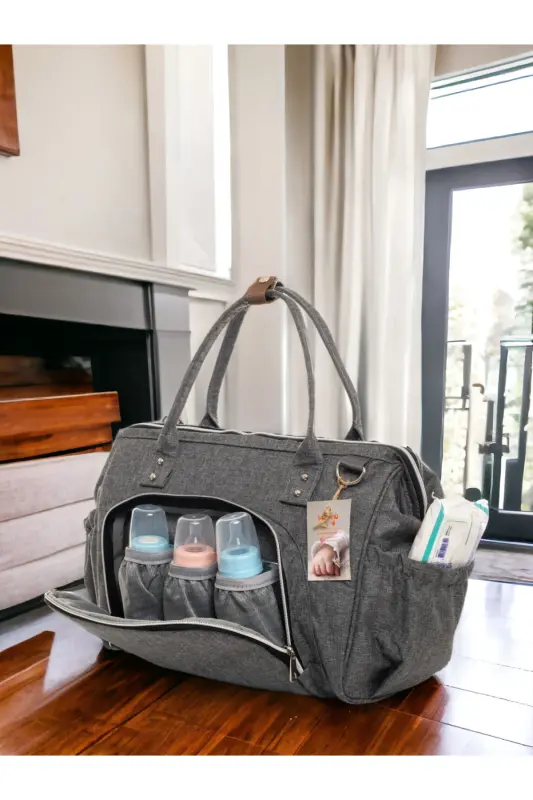 Комплект для новорожденных (СУМКА-РЮКЗАК ДЛЯ ПЕЛЕНАНИЯ,ВЫПИСКА ИЗ РОДДОМА,ОДЕЯЛО,10 САЛФЕТОК,НАБОР ИЗ 3 ПАР НОСКОВ) - СЕРЫЙ - 6