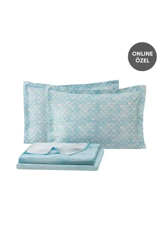 Комплект двуспального покрывала Aquamarine - Бирюзовый - 4