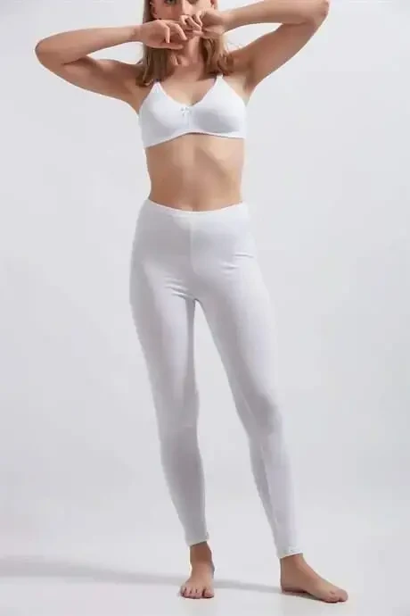 Комплект из 2 леггинсов Angelino Underwear белого цвета из хлопка и лайкры для женщин - 2