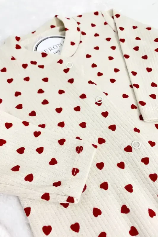 Комплект из 2-х комбинезонов для новорожденной девочки с цветочным рисунком, 1-3-6 месяцев, с сердечками - 5