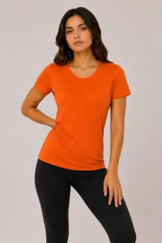 Комплект из 3 футболок с коротким рукавом и круглым вырезом, облегающий кроен Basic - Красный - Синий - Оранжевый - 4