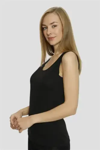 Комплект из 3 женских май с широкими бретелями Angelino Innerwear, черные, эластан - 4