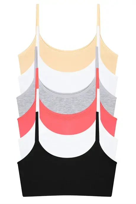 Комплект из 6 хлопковых лифчиков-топов для девочек разных цветов без косточек с лайкрой - 1