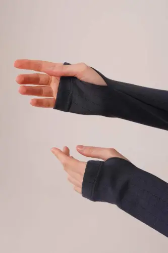 Комплект из рубчатой блузки и брюк, цвет антрацит - 3