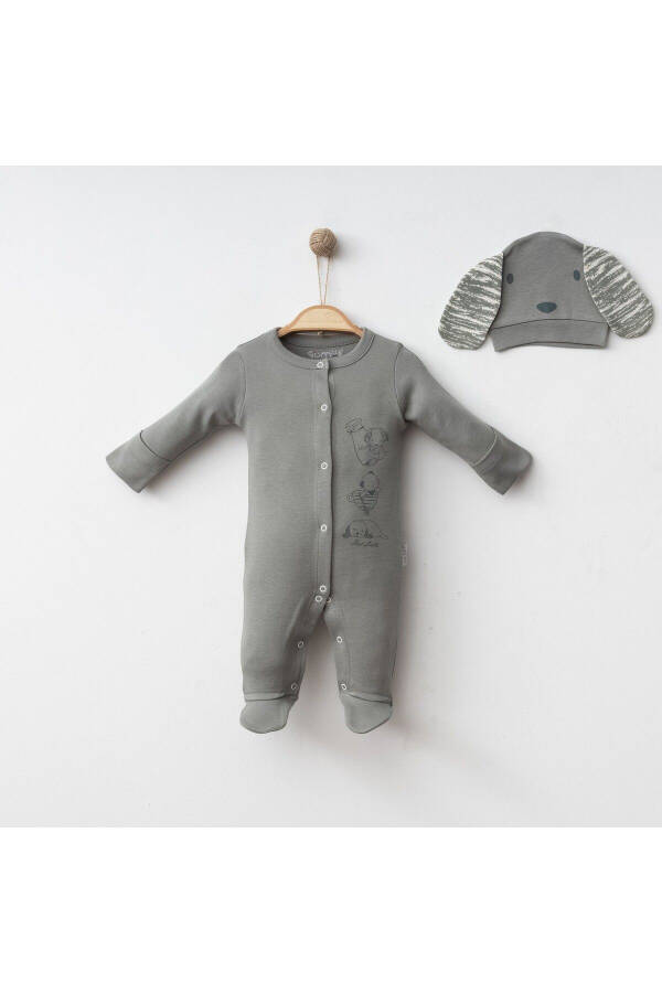 Комплект комбинезона для малышей, 100% хлопок, шапка с изображением собачки и - 1