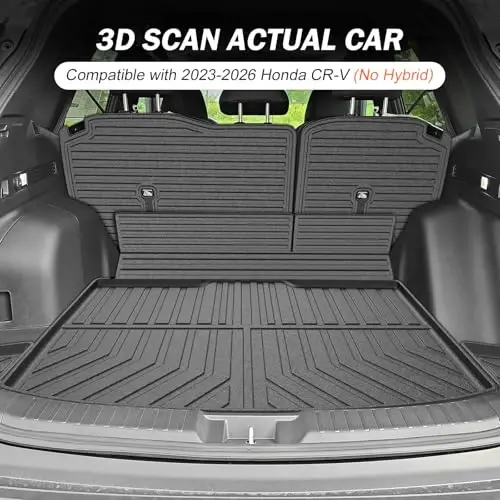 Комплект ковриков KUST для Honda CR-V 2023-2025 2026 (не для гибрида), всепогодный коврик в багажник и на спинку сиденья CRV, TPE резина с бортиками (для багажа в нижнем положении) - 5