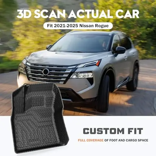 Комплект ковриков KUST для Nissan Rogue 2021-2026 (не для Sport и Select), всепогодные коврики для пола, коврик в багажник и на спинки, ТПЭ, высокие бортики. - KUST (1)
