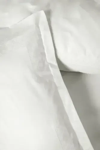 Комплект постельного белья Cotton Box Brode на двоих из сатина с вышивкой Galant белый - NEVRESIMDUNYASI (1)