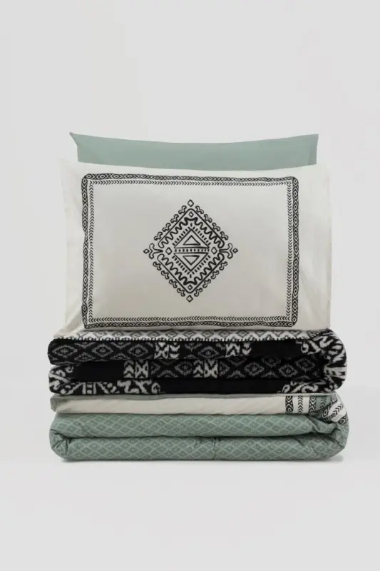 Комплект постельного белья Cotton Box с одеялом Hardy Green для двуспальной кровати - 4