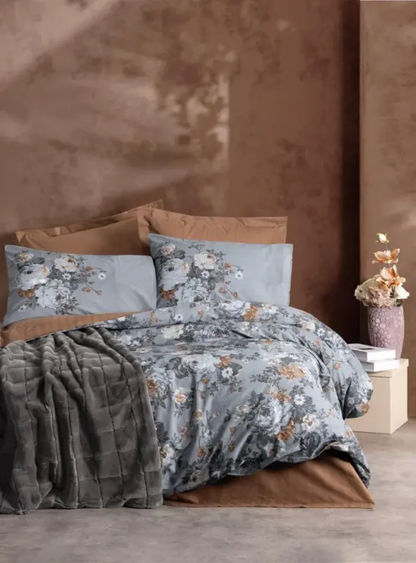 Комплект постельного белья Cotton Box Trim для двуспальной кровати с пододеяльником Smooth Antracite - NEVRESIMDUNYASI