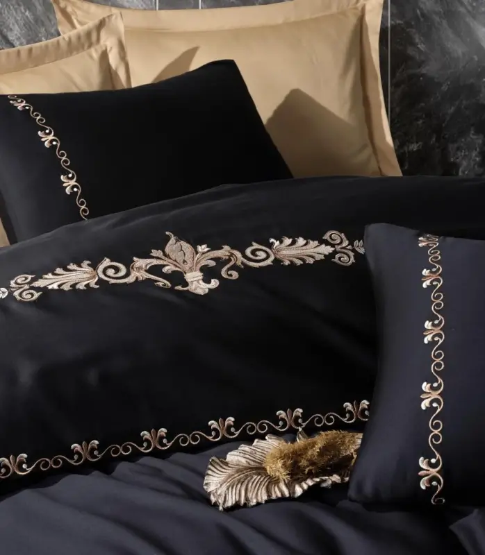 Комплект постельного белья из сатина Cotton Box Brode Gloria Gold с вышивкой, двуспальный - 2