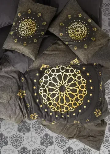 Комплект постельного белья из сатина для двуспальной кровати Cotton Box Palace Togay Антрацит - NEVRESIMDUNYASI (1)