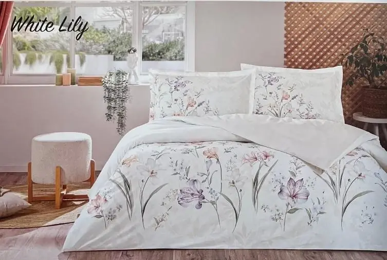 Комплект постельного белья Özdilek для двоих Ranforce White Lily - 1