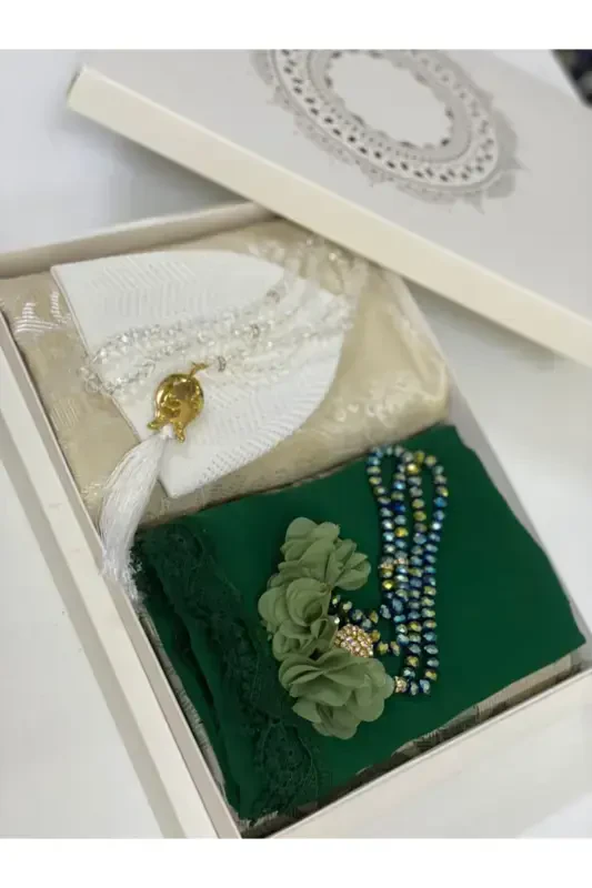 Комплект Приданого Коврика Для Молитвы - Зеленый - 2