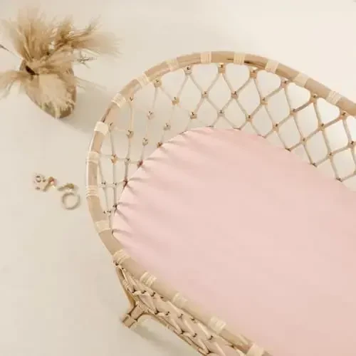 Stretch Ultra Soft Fitted Bassinet Sheet Set 2 Pack, Universal Fit for Bassinets Baby Cradle Moses Basket Oval Rectangle Mattress Safe and Snug, Pink Rose Print - 2