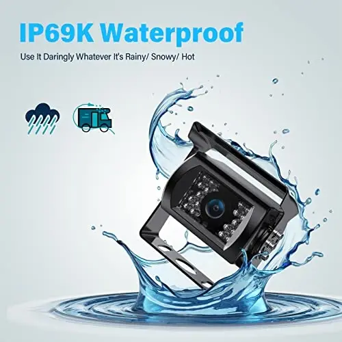 Комплект проводной системы камеры заднего вида eRapta 1080P, 9-дюймовый HD DVR монитор с водонепроницаемой камерой заднего/бокового вида IP69 для автофургона/грузовика/полуприцепа/трейлера A9 - 6