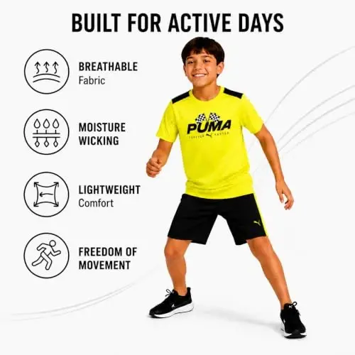 Комплект шорт и футболок для мальчиков PUMA Active — футболка Dry Fit и спортивные шорты, комплект одежды для мальчиков (4-16 лет) - 4