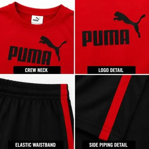 Комплект спортивных шорт и футболок для мальчиков PUMA – комплект одежды Dry Fit из 2 предметов для тренажерного зала (4-16 лет) - 5