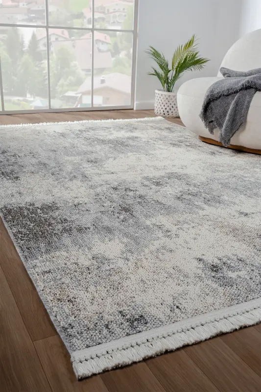 Konfor Bastia 1275 Cream Grey Soft Knit Modern Woven Boucle Carpet-Multicolor1 - 1