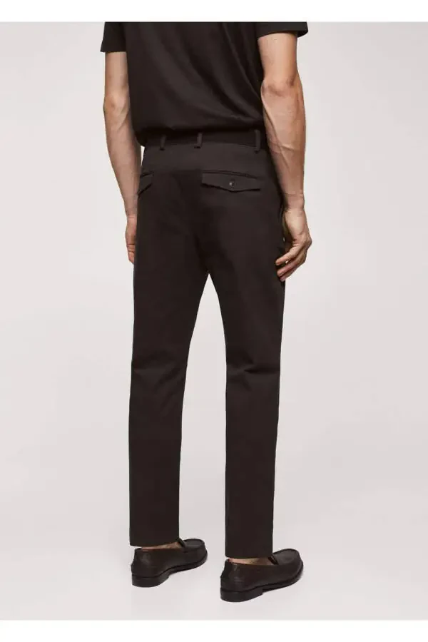 Tapered Kesim Pamuklu Cropped Pantolon-Orta Kahverengi - 4