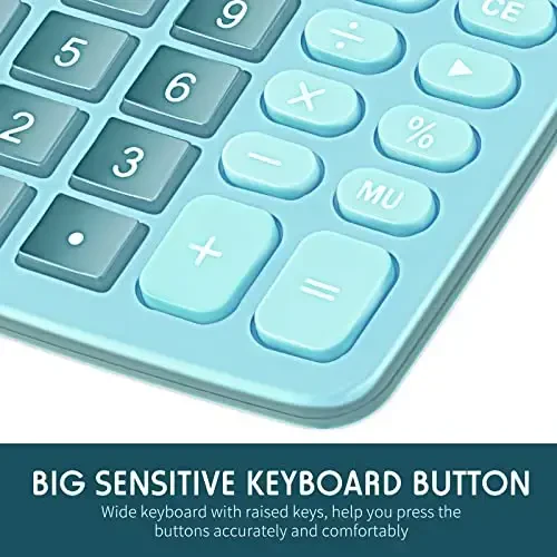 Konohan 8 dona 12 xonali kalkulyator, quyoshli asosiy stol kalkulyatori, katta ekranli elektron ikki quvvatli qo'lda ishlatiladigan uy ofis maktabi uchun (ko'k) - 4