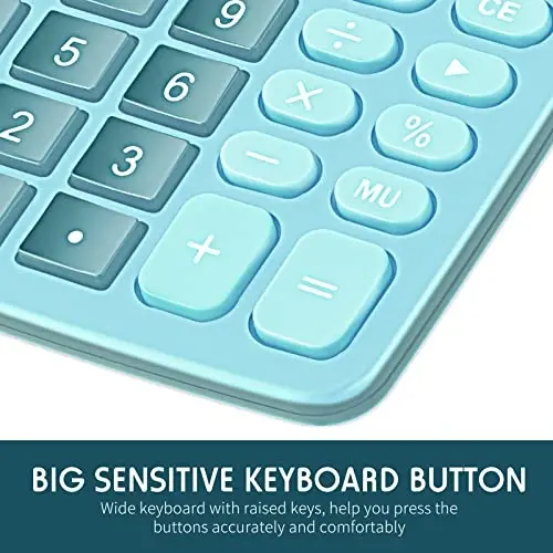 Konohan 8 Pieces 12-Digit Calculator, Solar Basic Desktop Calculator Large Display Electronic Dual Power Handheld for Home Office School(Blue) - 4