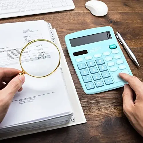 Konohan 8 Pieces 12-Digit Calculator, Solar Basic Desktop Calculator Large Display Electronic Dual Power Handheld for Home Office School(Blue) - 6