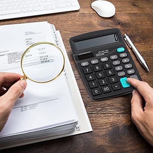 Konohan 8ta 12 xonali kalkulyator, Quyosh energiyali Basic ish stoli kalkulyatori Katta displeyli Elektron kalkulyatorlar Dual Power qoʻlda kalkulyator Uy-joy ofis maktab (Qora) - 6