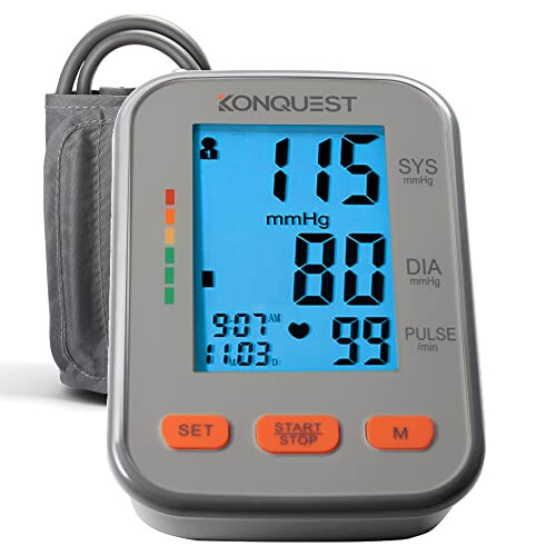 Konquest KBP-2704A Automatic Upper Arm Blood Pressure Monitor - Adjustable Bp Cuff - Large Backlit Display - Irregular Heartbeat Detector - Digital Blood Pressure Monitor - Bp Monitor Cuff - 4