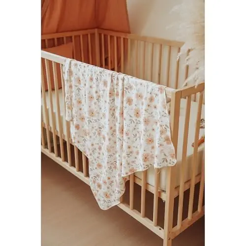 Konssy Baby Girl Newborn Receiving Blanket with Headband Set Baby Swaddle Nursery Swaddle Wrap - 3