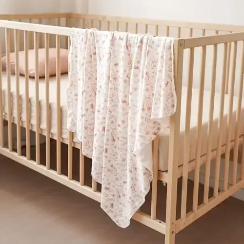 Konssy Baby Girl Newborn Receiving Blanket with Headband Set Baby Swaddle Nursery Swaddle Wrap - 4