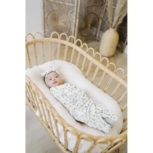 Konssy Baby Girl Newborn Receiving Blanket with Headband Set Baby Swaddle Nursery Swaddle Wrap - 2