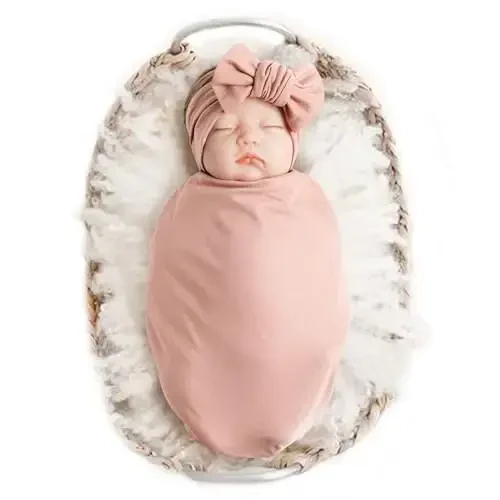 Konssy Baby Girl Yangi tug'ilgan chaqaloq uchun qabul qilish adyoli, bosh bandi to'plami, chaqaloqni o'rash, bolalar bog'chasida o'rash - KONSSY