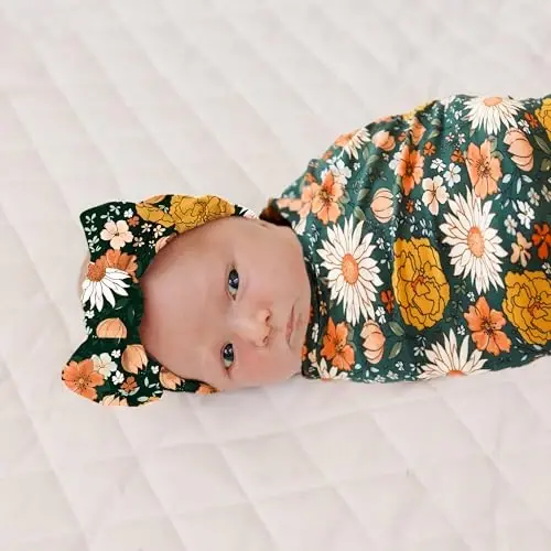 Konssy Baby Girl Yangi tug'ilgan chaqaloq uchun qabul qilish adyoli, bosh bandi to'plami, chaqaloqni o'rash, bolalar xonasi uchun o'rash - 3