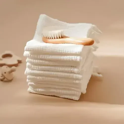 Konssy Baby Muslin Washcloths 7-Pack, 100% Cotton Baby Bath Washcloths, Soft & Absorbent Wash Cloths and Burp Cloths for Newborn Kids Girls & Boys, 11x11 inches - 3