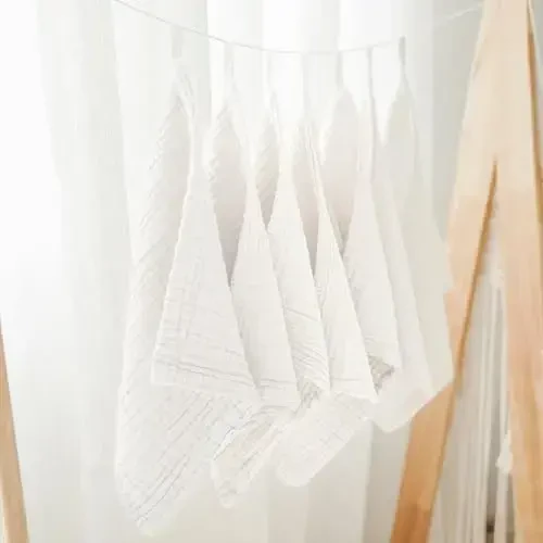 Konssy Baby Muslin Washcloths 7-Pack, 100% Cotton Baby Bath Washcloths, Soft & Absorbent Wash Cloths and Burp Cloths for Newborn Kids Girls & Boys, 11x11 inches - 5