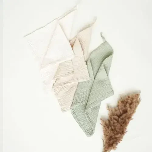 Konssy Baby Muslin Washcloths 7-Pack, 100% Cotton Baby Bath Washcloths, Soft & Absorbent Wash Cloths and Burp Cloths for Newborn Kids Girls & Boys, 11x11 inches - 2