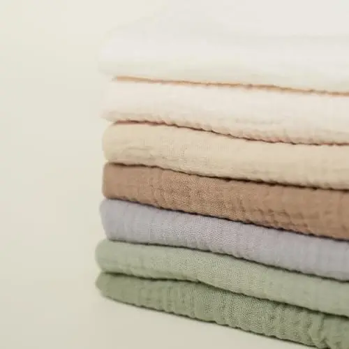 Konssy Baby Muslin Washcloths 7-Pack, 100% Cotton Baby Bath Washcloths, Soft & Absorbent Wash Cloths and Burp Cloths for Newborn Kids Girls & Boys, 11x11 inches - 3