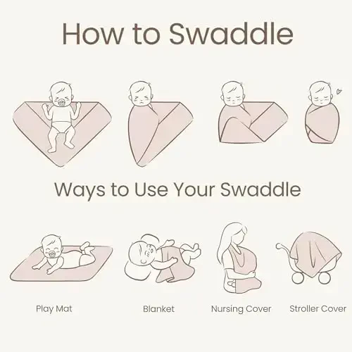 Konssy Baby Girl Newborn Receiving Blanket with Headband Set Baby Swaddle Nursery Swaddle Wrap - 4