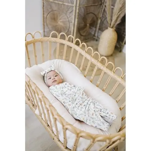 Konssy Baby Girl Newborn Receiving Blanket with Headband Set Baby Swaddle Nursery Swaddle Wrap - 2