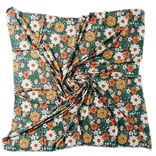 Konssy Baby Girl Newborn Receiving Blanket with Headband Set Baby Swaddle Nursery Swaddle Wrap - 2