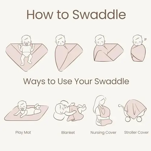 Konssy Baby Girl Newborn Receiving Blanket with Headband Set Baby Swaddle Nursery Swaddle Wrap - 5