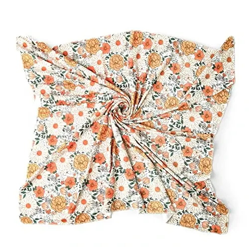 Konssy Baby Girl Newborn Receiving Blanket with Headband Set Baby Swaddle Nursery Swaddle Wrap - 3