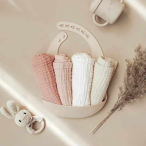 Konssy Baby Muslin Washcloths 7-Pack, 100% Cotton Baby Bath Washcloths, Soft & Absorbent Wash Cloths and Burp Cloths for Newborn Kids Girls & Boys, 11x11 inches - MODAZONE (1)