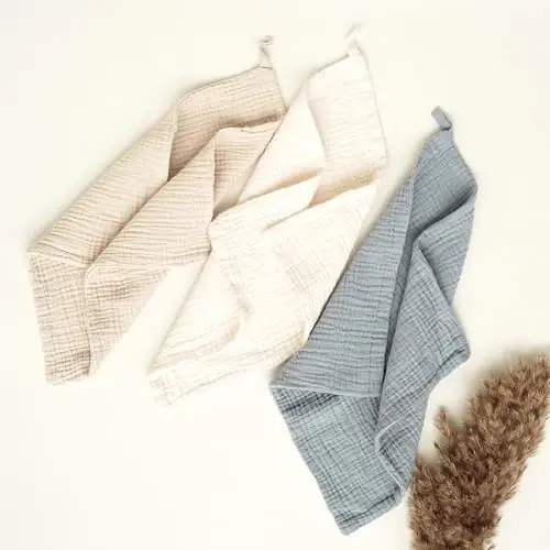 Konssy Baby Muslin Washcloths 7-Pack, 100% Cotton Baby Bath Washcloths, Soft & Absorbent Wash Cloths and Burp Cloths for Newborn Kids Girls & Boys, 11x11 inches - KONSSY (1)