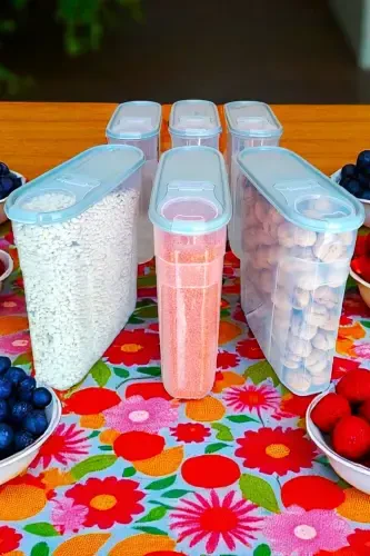 Контейнер для хранения продуктов 6 литров 6 шт. Хранилище для бобовых Кейлер Бокс 6-местный набор Роскошная элегантная коробка Антрацитовый серый - 6